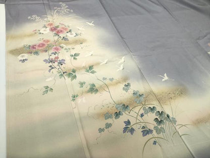 平和屋着物●訪問着 飛鶴花文 暈し染め 金彩 正絹 逸品 DAAY1785ps