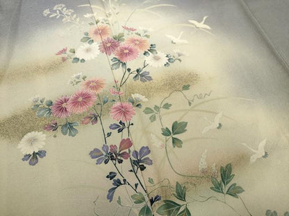 平和屋着物●訪問着 飛鶴花文 暈し染め 金彩 正絹 逸品 DAAY1785ps