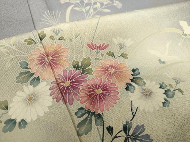 平和屋着物●訪問着 飛鶴花文 暈し染め 金彩 正絹 逸品 DAAY1785ps