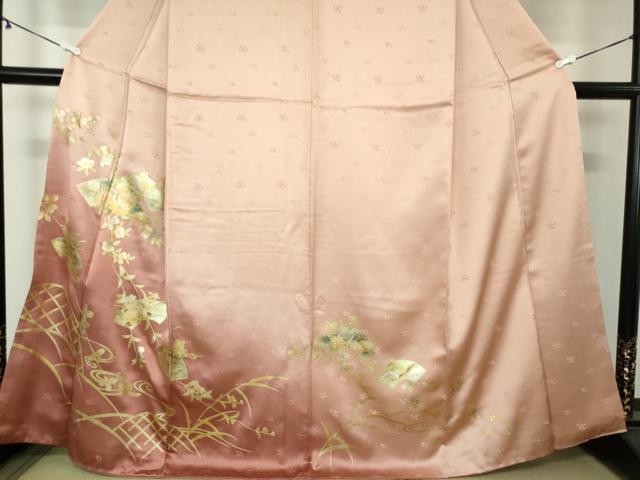 平和屋着物●訪問着　籬流水地紙花文　暈し染め　金彩　正絹　逸品　DAAY1794ps