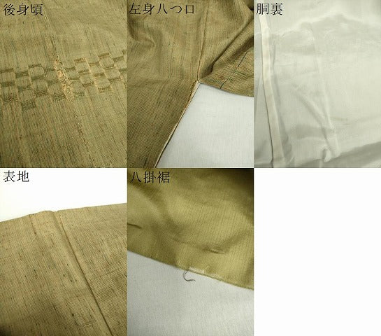 平和屋着物●訪問着　紬地　めがね織　横段文　正絹　逸品　DAAY1816ps