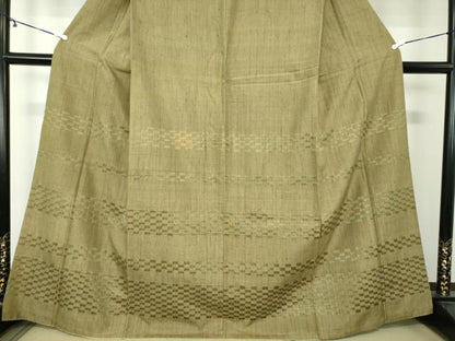 平和屋着物●訪問着　紬地　めがね織　横段文　正絹　逸品　DAAY1816ps