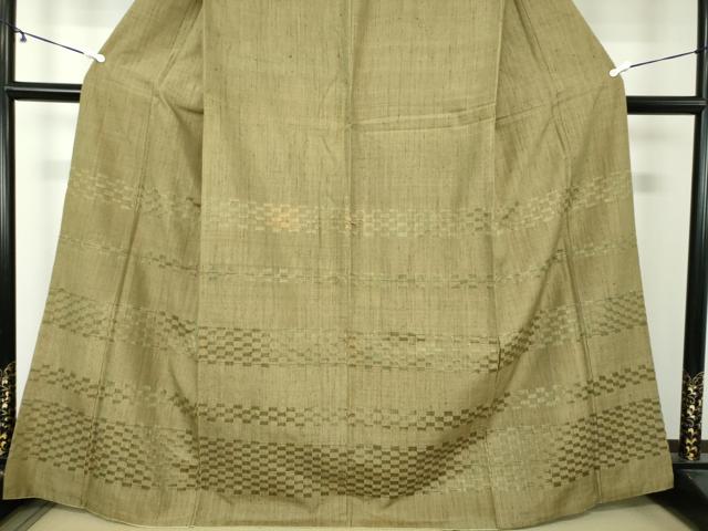 平和屋着物●訪問着　紬地　めがね織　横段文　正絹　逸品　DAAY1816ps