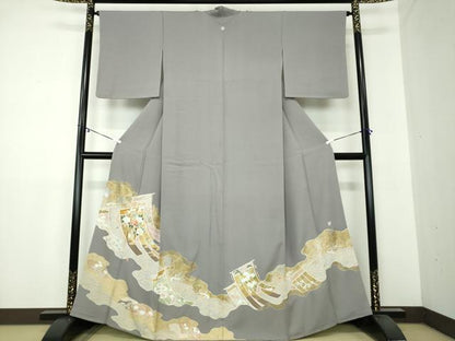 平和屋着物●豪華色留袖　作家物　几帳花文　金彩　正絹　逸品　DAAY1818ps