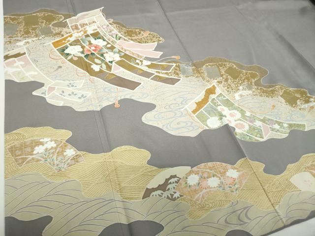 平和屋着物●豪華色留袖　作家物　几帳花文　金彩　正絹　逸品　DAAY1818ps