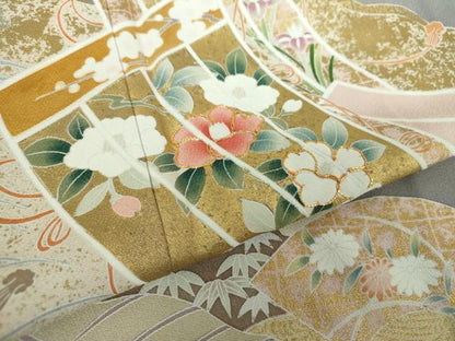 平和屋着物●豪華色留袖　作家物　几帳花文　金彩　正絹　逸品　DAAY1818ps