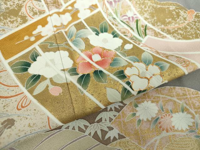 平和屋着物●豪華色留袖　作家物　几帳花文　金彩　正絹　逸品　DAAY1818ps