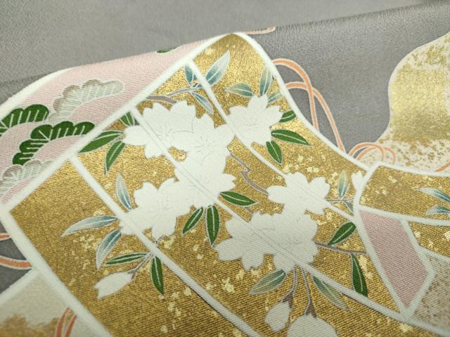 平和屋着物●豪華色留袖　作家物　几帳花文　金彩　正絹　逸品　DAAY1818ps