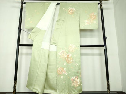 平和屋着物●訪問着 駒刺繍 吹き寄せ花籠文 金彩 正絹 逸品 DAAY1832ps