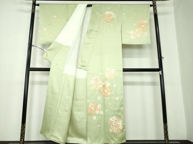 平和屋着物●訪問着 駒刺繍 吹き寄せ花籠文 金彩 正絹 逸品 DAAY1832ps