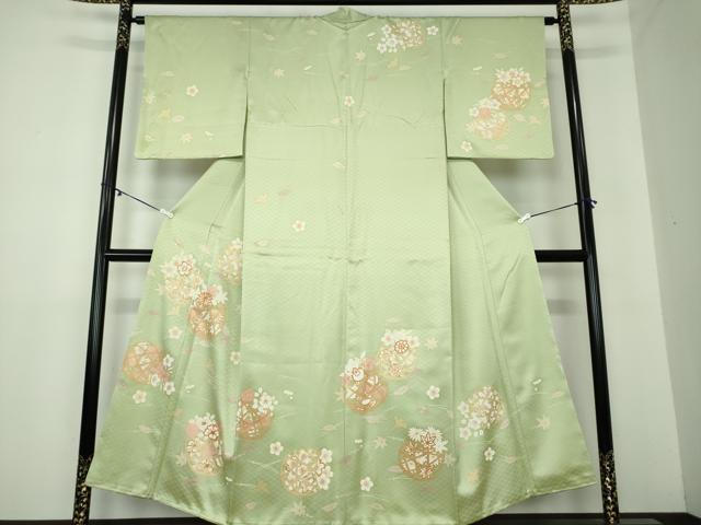 平和屋着物●訪問着 駒刺繍 吹き寄せ花籠文 金彩 正絹 逸品 DAAY1832ps