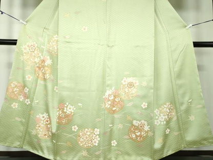 平和屋着物●訪問着 駒刺繍 吹き寄せ花籠文 金彩 正絹 逸品 DAAY1832ps