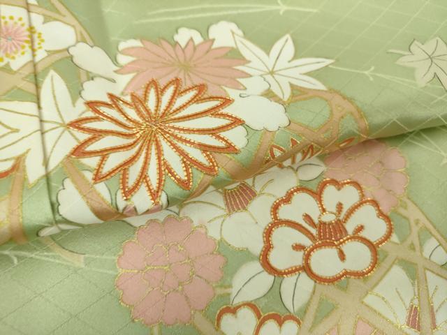 平和屋着物●訪問着 駒刺繍 吹き寄せ花籠文 金彩 正絹 逸品 DAAY1832ps