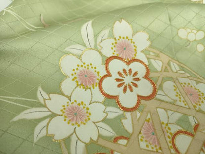 平和屋着物●訪問着 駒刺繍 吹き寄せ花籠文 金彩 正絹 逸品 DAAY1832ps