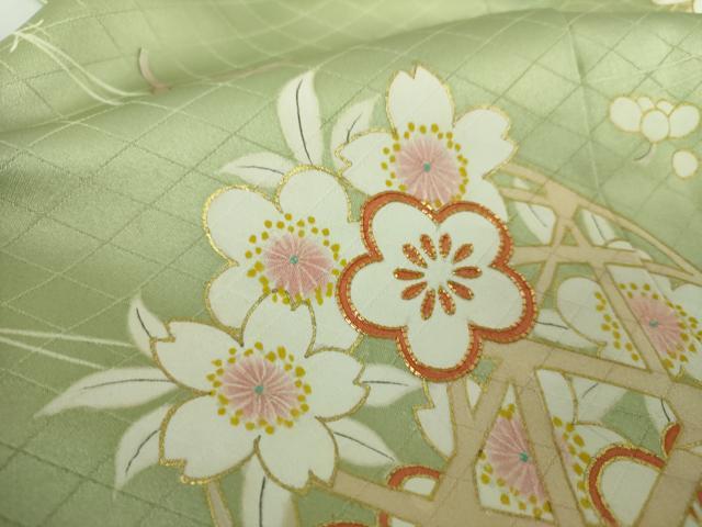 平和屋着物●訪問着 駒刺繍 吹き寄せ花籠文 金彩 正絹 逸品 DAAY1832ps