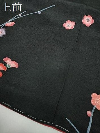 平和屋着物●上質な小紋 型染 枝花文 黒地 鬼しぼ縮緬 西武百貨店扱い 正絹 逸品 未使用 DAAY1834ps