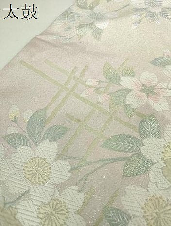 平和屋着物●六通柄袋帯 唐織 モール 枝垂れ桜 金銀糸 正絹 逸品 DAAY1847ps