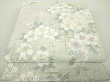 平和屋着物●六通柄袋帯 唐織 モール 枝垂れ桜 金銀糸 正絹 逸品 DAAY1847ps