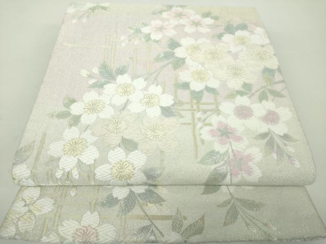 平和屋着物●六通柄袋帯 唐織 モール 枝垂れ桜 金銀糸 正絹 逸品 DAAY1847ps