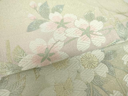 平和屋着物●六通柄袋帯 唐織 モール 枝垂れ桜 金銀糸 正絹 逸品 DAAY1847ps
