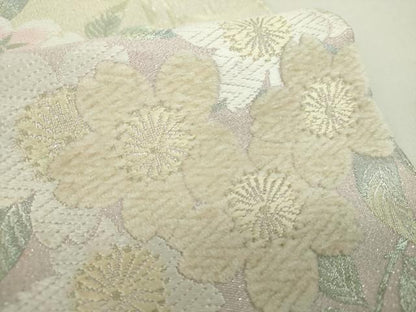 平和屋着物●六通柄袋帯 唐織 モール 枝垂れ桜 金銀糸 正絹 逸品 DAAY1847ps