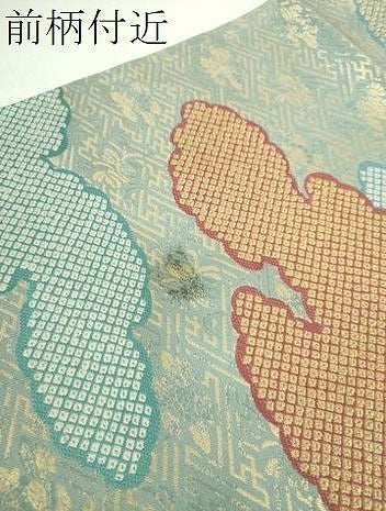 平和屋着物○六通柄袋帯 唐織 鹿の子雲重ね 金糸 正絹 逸品 DAAY1867ps
