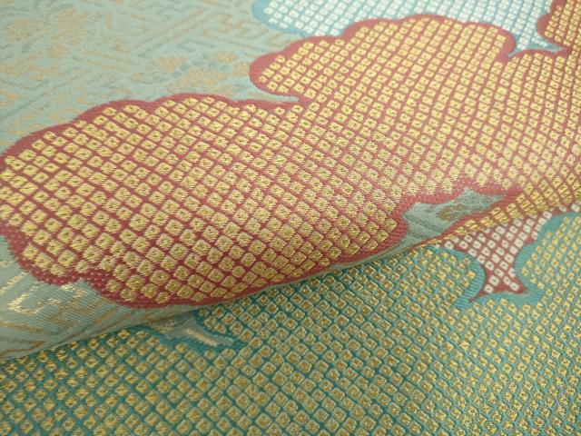 平和屋着物○六通柄袋帯 唐織 鹿の子雲重ね 金糸 正絹 逸品 DAAY1867ps