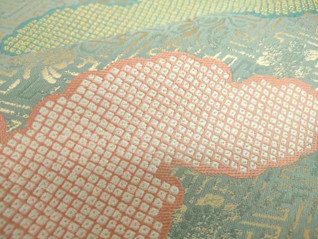 平和屋着物●六通柄袋帯　唐織　鹿の子雲重ね　金糸　正絹　逸品　DAAY1867ps