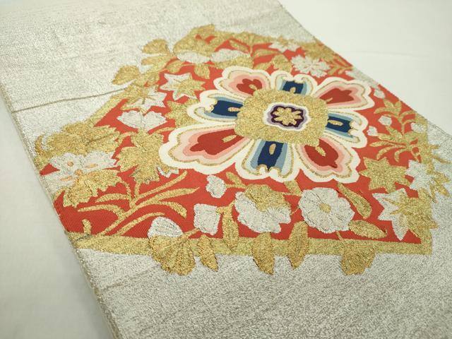 平和屋着物●爪掻き本綴れ 八寸名古屋帯 花菱文 金銀糸 正絹 逸品 DAAY1914ps