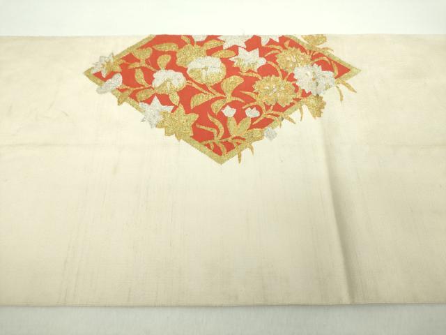 平和屋着物●爪掻き本綴れ 八寸名古屋帯 花菱文 金銀糸 正絹 逸品 DAAY1914ps