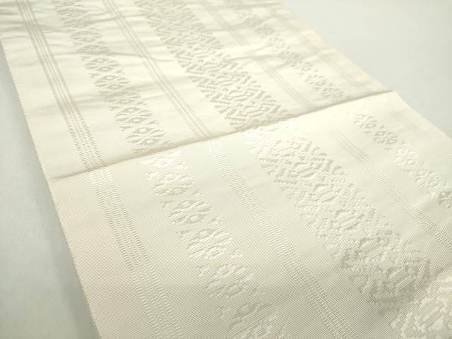 平和屋着物●本場筑前博多織 八寸名古屋帯 献上 生成色 正絹 逸品 DAAY1926ps