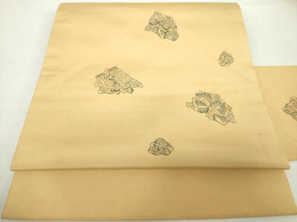 平和屋着物●塩瀬　九寸名古屋帯　手描き　辻が花　正絹　逸品　DAAY1929ps