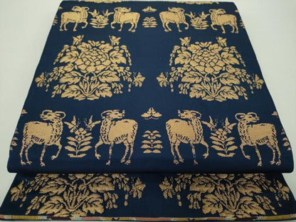 平和屋着物●龍村平蔵製 六通柄 本袋帯 羊花推朱錦 金糸 正絹 逸品 DAAY1951ps