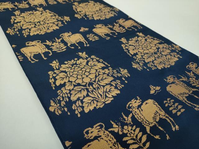 平和屋着物●龍村平蔵製 六通柄 本袋帯 羊花推朱錦 金糸 正絹 逸品 DAAY1951ps