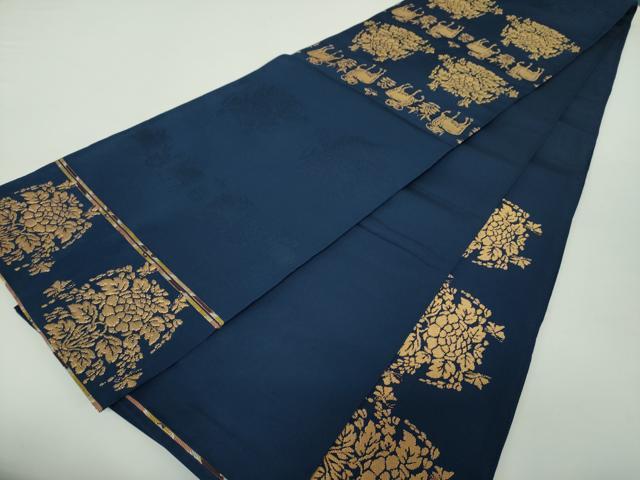 平和屋着物●龍村平蔵製 六通柄 本袋帯 羊花推朱錦 金糸 正絹 逸品 DAAY1951ps