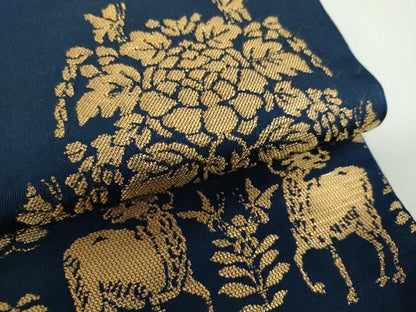平和屋着物●龍村平蔵製 六通柄 本袋帯 羊花推朱錦 金糸 正絹 逸品 DAAY1951ps