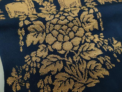 平和屋着物●龍村平蔵製 六通柄 本袋帯 羊花推朱錦 金糸 正絹 逸品 DAAY1951ps
