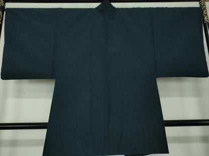 平和屋着物●男性 紬 アンサンブル 長羽織 濃紺地 正絹 逸品 未使用 DAAY1956ps