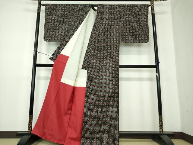 平和屋着物●本場大島紬 龍郷絣 秋名バラ アンサンブル 正絹 逸品 未使用 DAAY1959ps