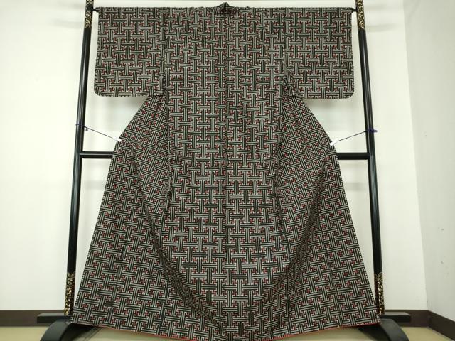 平和屋着物●本場大島紬 龍郷絣 秋名バラ アンサンブル 正絹 逸品 未使用 DAAY1959ps