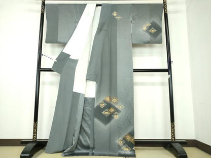 平和屋着物●訪問着　駒刺繍　花菱文　暈し染め　金彩　正絹　逸品　DAAY1972ps