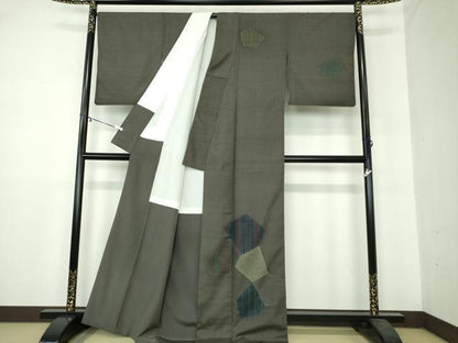 平和屋着物●訪問着 紬地 抽象文様 正絹 逸品 DAAY1981ps