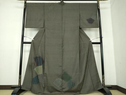 平和屋着物●訪問着 紬地 抽象文様 正絹 逸品 DAAY1981ps