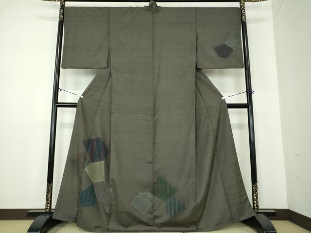 平和屋着物●訪問着 紬地 抽象文様 正絹 逸品 DAAY1981ps