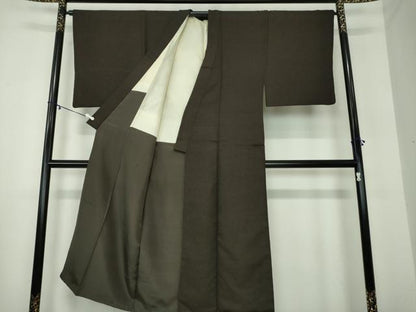 平和屋着物●男性　色紋付　焦げ茶色　正絹　逸品　DAAY1998ps