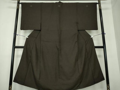 平和屋着物●男性　色紋付　焦げ茶色　正絹　逸品　DAAY1998ps