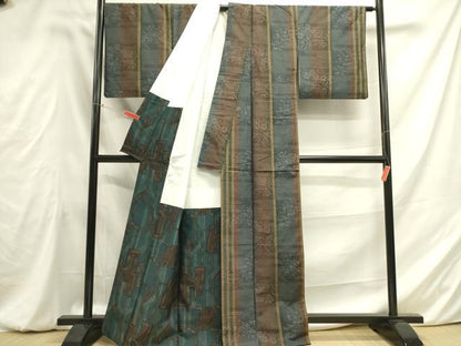 平和屋着物●上質な紬 風景花文 正絹 逸品 DAAY2035op
