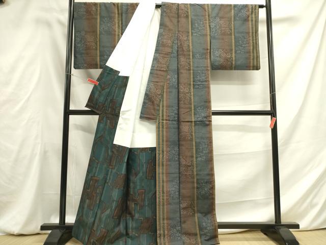 平和屋着物●上質な紬 風景花文 正絹 逸品 DAAY2035op