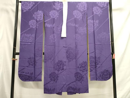 平和屋着物●振袖用長襦袢　無双仕立て　牡丹地紋　滅紫色　正絹　逸品　DAAY2046op