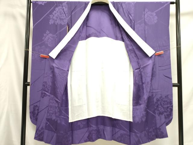 平和屋着物●振袖用長襦袢　無双仕立て　牡丹地紋　滅紫色　正絹　逸品　DAAY2046op